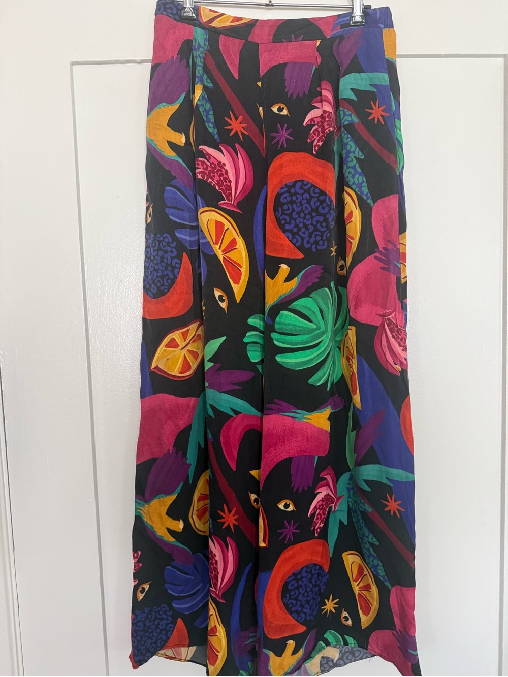 FARM Rio Black Wide-Leg Pants with Multicolor Tropical Print - Picture 2 of 7